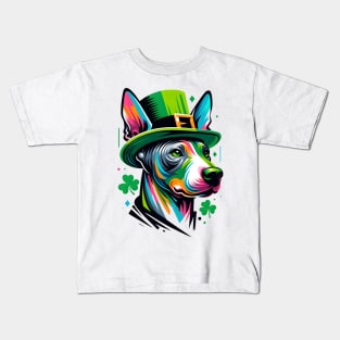 American Hairless Terrier in Saint Patrick's Day Spirit Kids T-Shirt